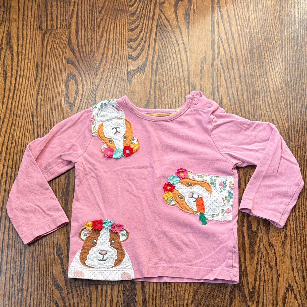 Baby Boden Guinea Pig Appliqué Long Sleeve T-Shirt